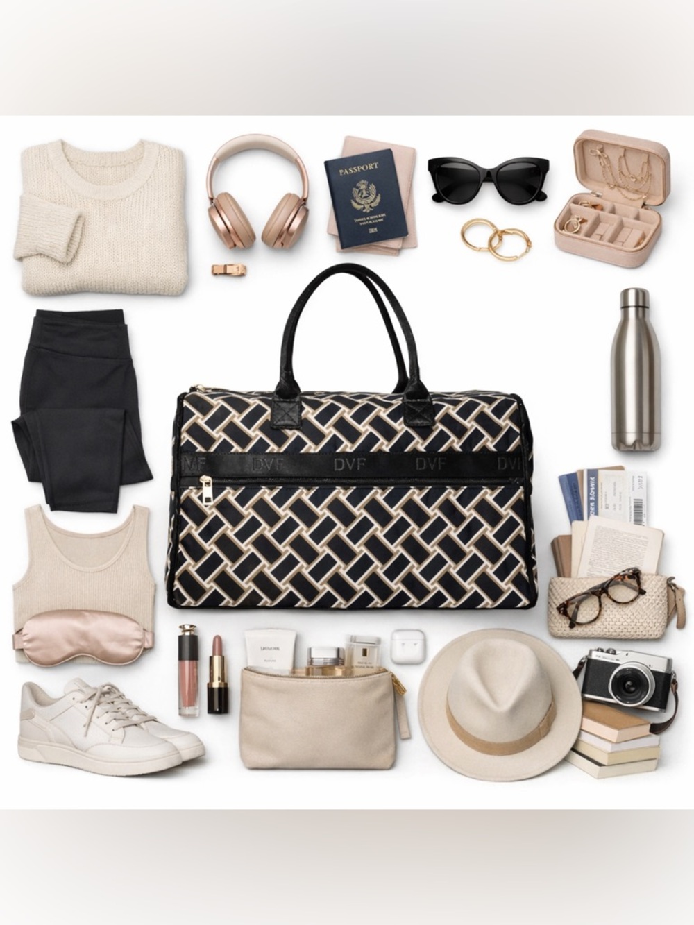 Diane Von Furstenberg Neutral Vintage Weave Weekender - Picture 3 of 8